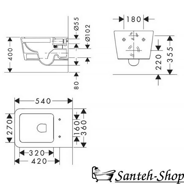 WC suspendat Hansgrohe EluPura Q 540 cu capac 60194450_60150450 fără ramă, albă 540 x 360 x 320 60194450_60150450 foto
