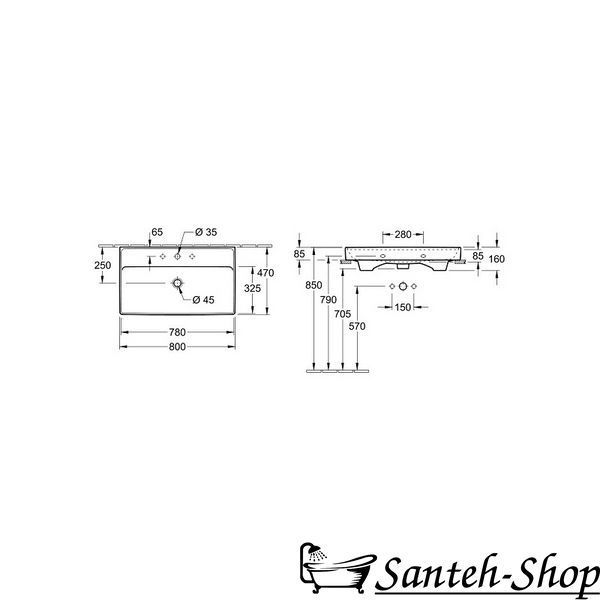 Lavoar Villeroy & Boch Collaro 4A338G01, 800 x 465 x 160 mm, cu preaplin, alb alpin 4A338G01 foto