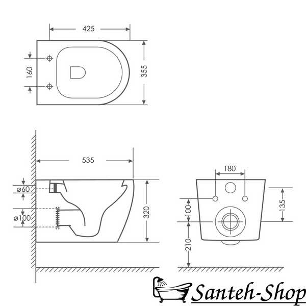 Подвесной унитаз IMPRESE OSLAVA c06307108 (twist, сиденье duroplast) 320 x355 x 535 мм белый c06307108 фото