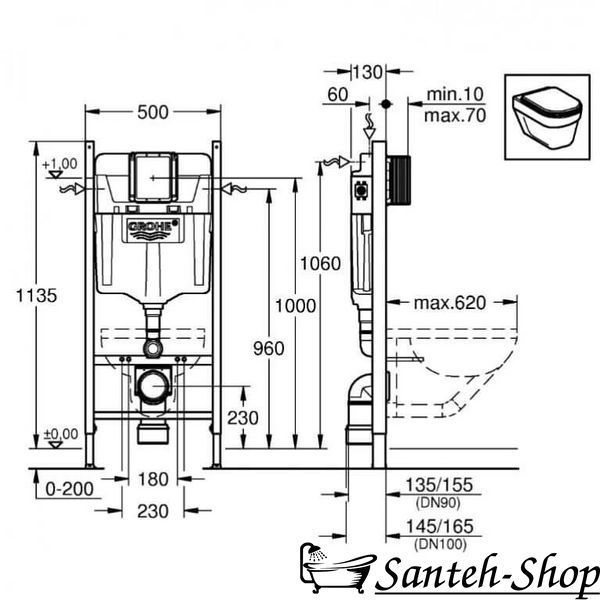 Sistem de instalare a toaletei Grohe Rapid SL 3-&icirc;n-1 cu placă de clapere Skate Air, negru mat (3884000G/38505KF0) 3884000G_38505KF0 foto