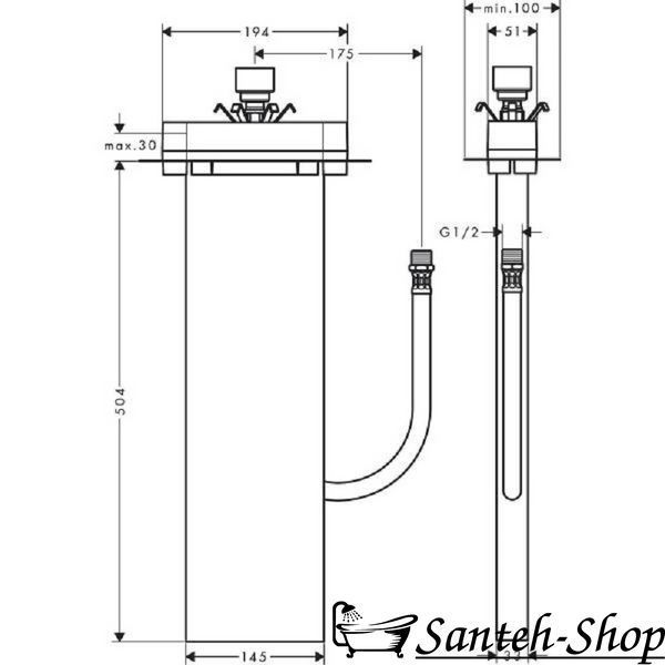 Piesă de bază, cutie pentru furtunuri de baie, Hansgrohe sBox 13560180 13560180 foto