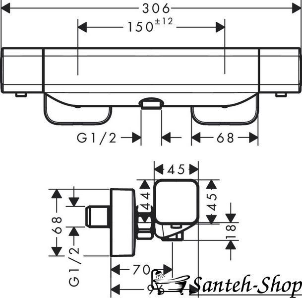 Baterie termostatica de dus Hansgrohe Ecostat E (15773000) 15773000 foto