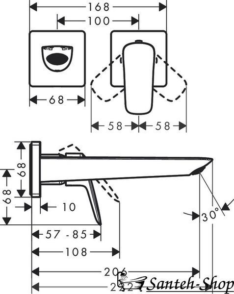 Baterie lavoar Hansgrohe Logis Fine 205, montată pe perete, negru mat (71256670) 71256670 foto