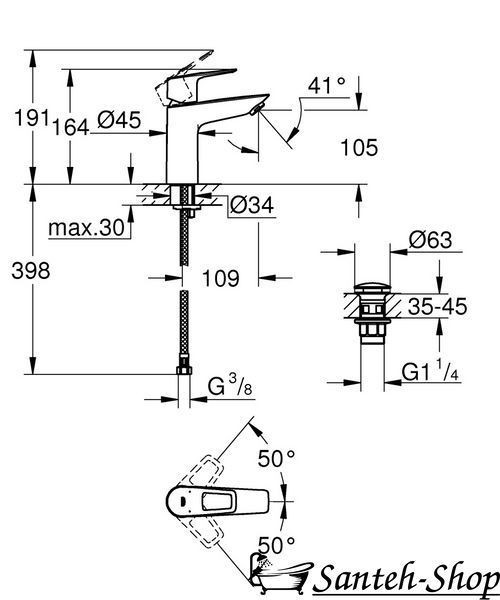 Смеситель для умывальника Grohe BauLoop New однорычажный M-Size, нажимной донный клапан, хром (23886001) 23886001 фото