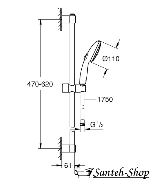 Set de duș Grohe Tempesta 110, 2 moduri de pulverizare, crom/alb (27598003) 27598003 foto