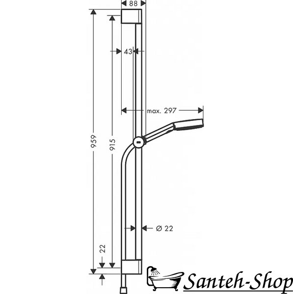 Set de duș Hansgrohe Pulsify Select cu bară de duș 90 cm (24170000) 310072650821 foto