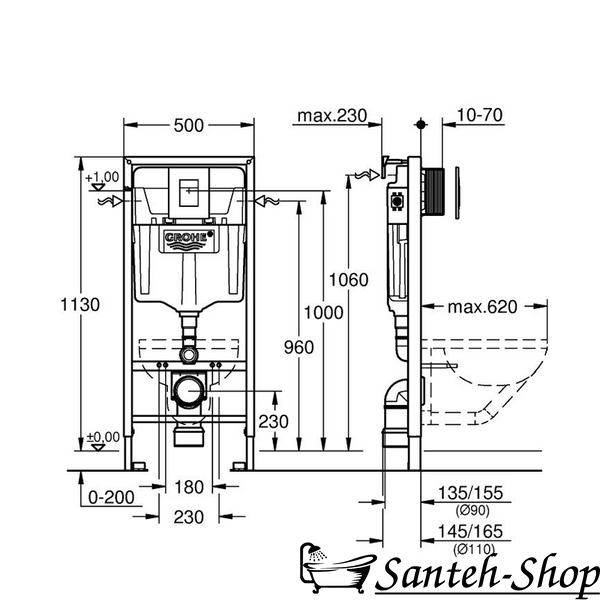 Rama pentru WC suspendat Grohe 38772001 RAPID SL 3in1 38772001 foto