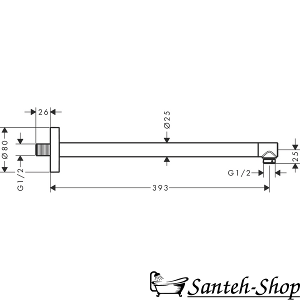 Braț de duș de perete Hansgrohe Pulsify S 24357700, 390 mm, alb mat. 24357700 foto