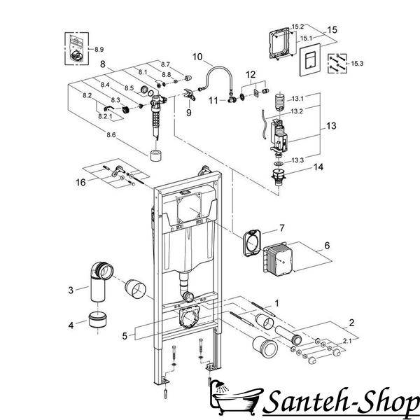 Rama pentru WC suspendat Grohe 38772001 RAPID SL 3in1 38772001 foto