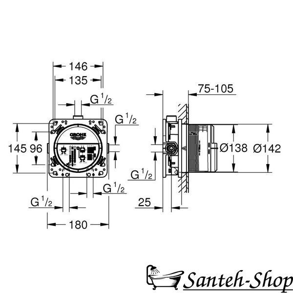 Sistem de dus cu termostat ascuns GROHE 26415SC0 26415SC0 foto
