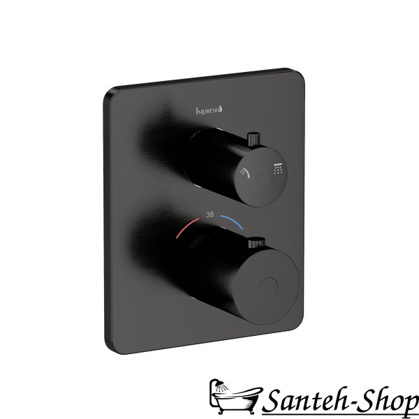 Душевая система IMPRESE GRAFIKY ZMK0424070482 скрытого монтажа (термостат 2-F, душ 300*200 мм, лейка сток 1 режим, шланг 1500 мм SS), черный никель ZMK0424070482 фото