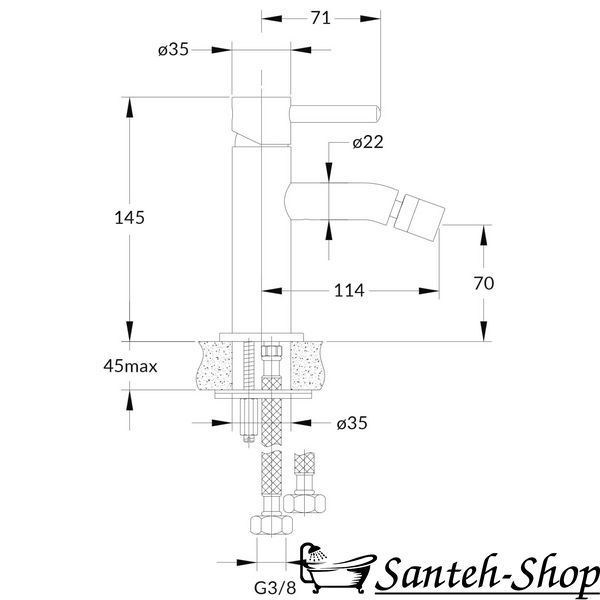 Смеситель для биде Omnires Y Y1220GR брашированный графит (GR) Y1220GR фото