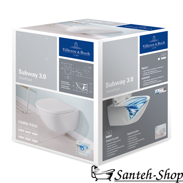 WC suspendat VILLEROY & BOCH Subway 3.0 4670TS01 alb 560x370x415 mm 4670TS01 foto