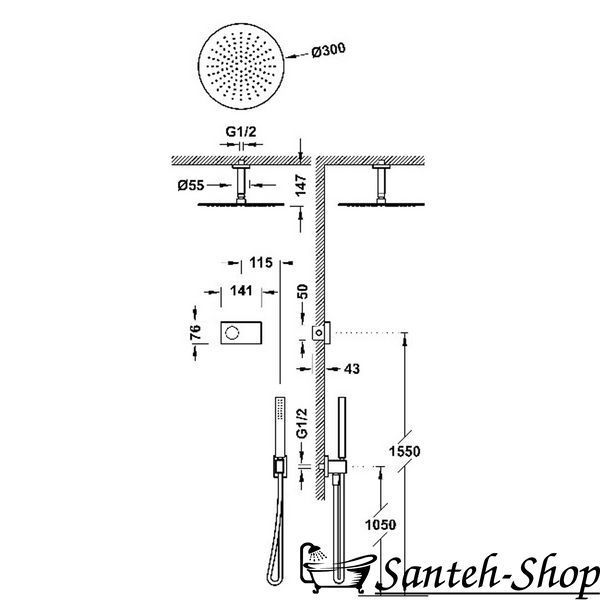 Set dus Tres SHOWER TECHNOLOGY 09288567NM cu control electronic 09288567NM foto