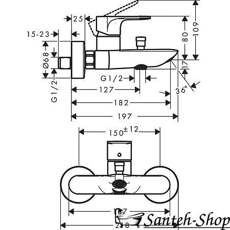 Baterie baie cu dus Hansgrohe Rebris E 72450670 72450670 foto