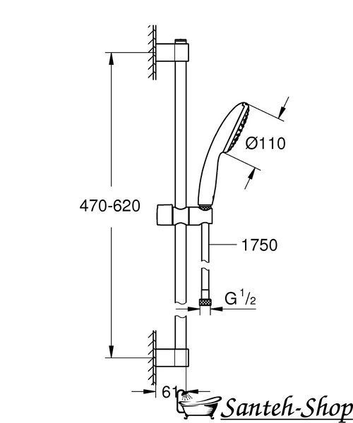 Set de duș Grohe Tempesta 110, 2 moduri de curgere, crom (27924003) 27924003 foto