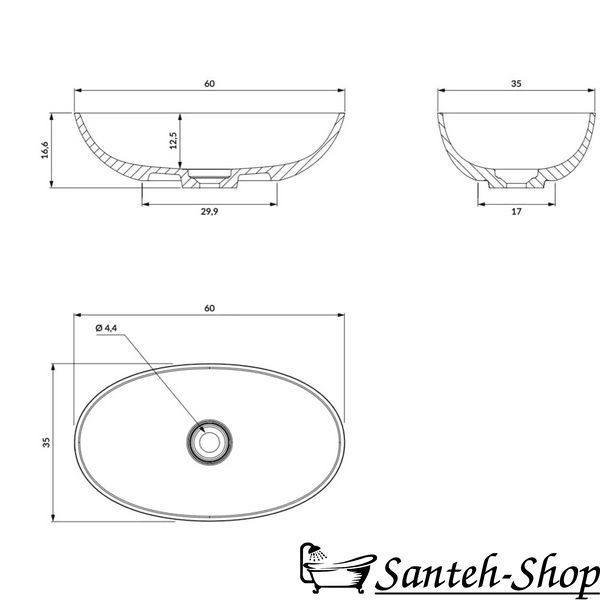 Lavoar Omnires Shell SHELLUNBM, alb mat, 60x35 cm SHELLUNBM foto
