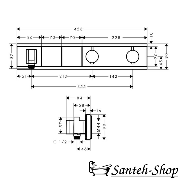 Термостат для душа Hansgrohe RainSelect 15355400 белый хром 15355400 фото