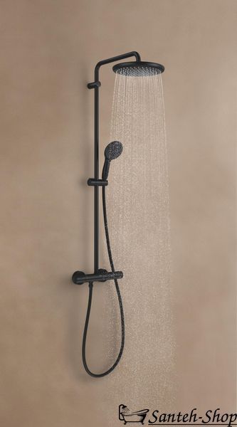 Sistem de duș Grohe Tempesta System 250 Cube, montat pe perete cu termostat pentru baie, negru mat (266912431) 266912431 foto