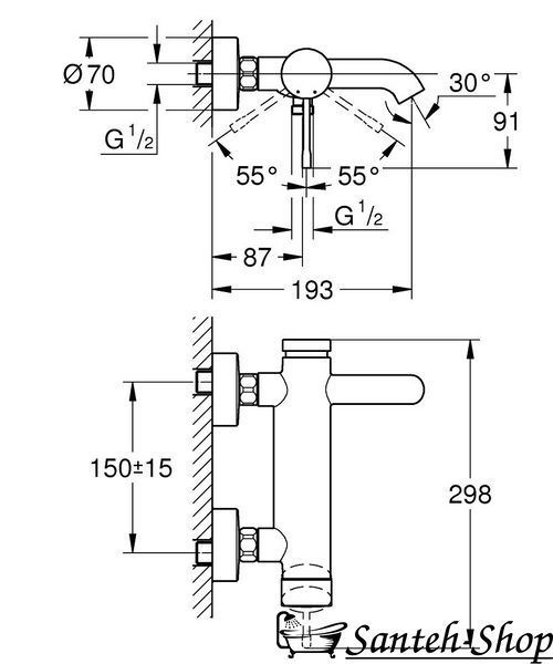 Смеситель для ванны GROHE ESSENCE New, однорычажный 33624001 фото
