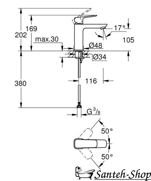 Смеситель для умывальника Grohe Cubeo M-Size однорычажный, черный матовый (1017552430) 1017552430 фото