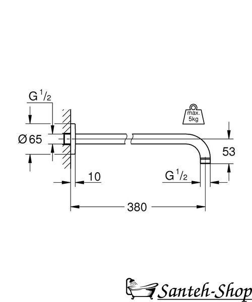 Душевой кронштейн 380 мм Grohe Rainshower (28361000) 28361000 фото