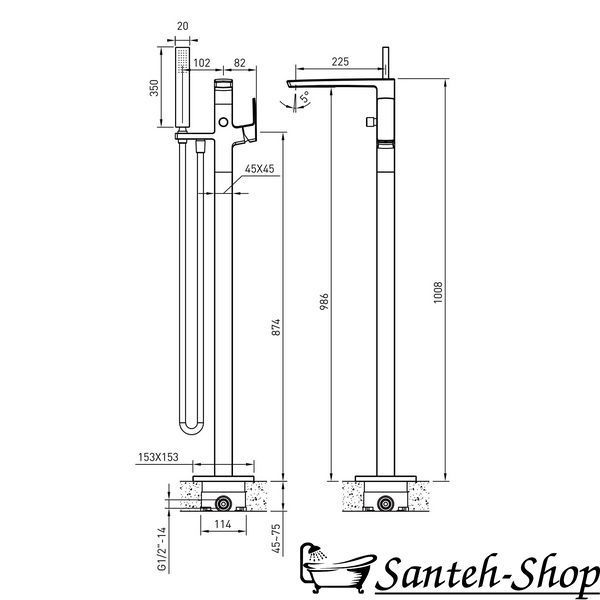 Смеситель для ванны IMPRESE GRAFIKY ZMK061901060 хром ZMK061901060 фото