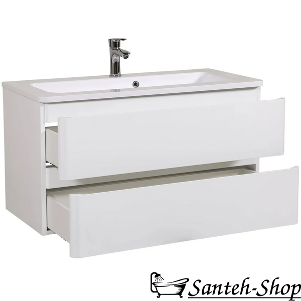 Dulap de baie suspendat AQUARODOS ACCENT 100 cu lavoar, 550x990x465 cm, alb ACCENT 100 foto