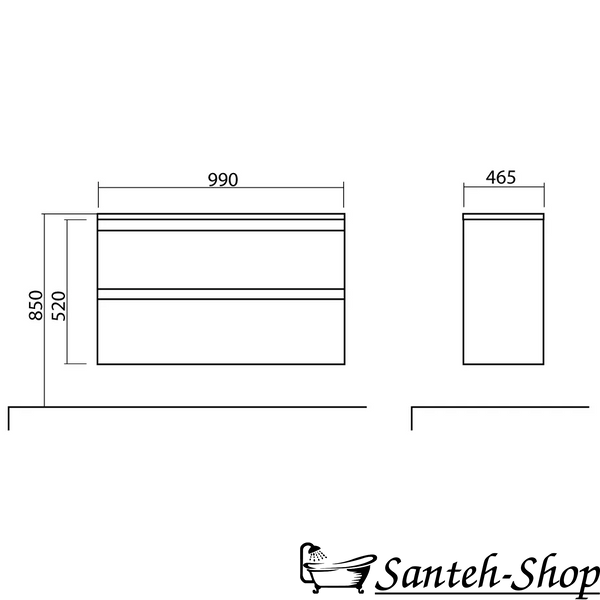 Dulap de baie suspendat AQUARODOS ACCENT 100 cu lavoar, 550x990x465 cm, alb ACCENT 100 foto