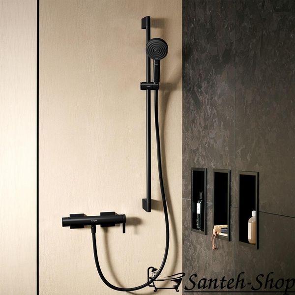 Bară de duș Hansgrohe Pulsify S 90 cm cu furtun de 160 cm, negru mat (24401670) 24401670 foto