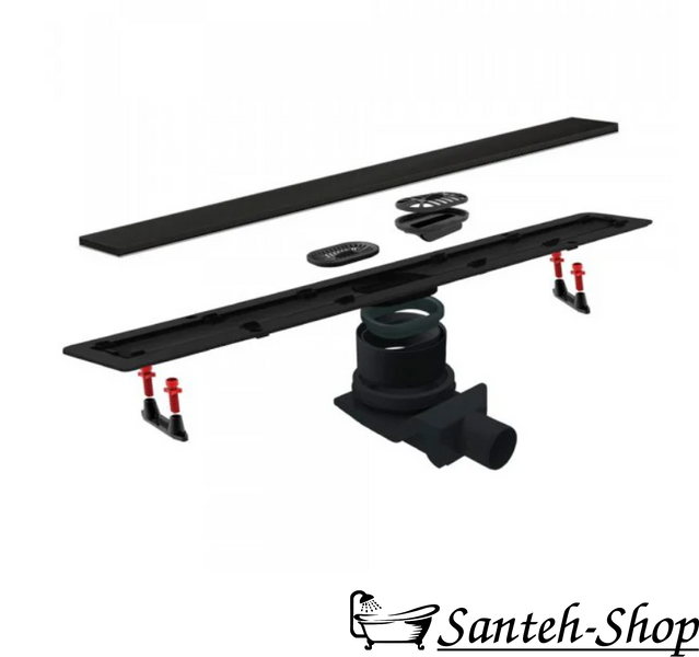 Canal de duș fără cadru Pestan Confluo Frameless Line 65 cu grătar pentru scurgere (negru mat) 13701320 13701320 foto