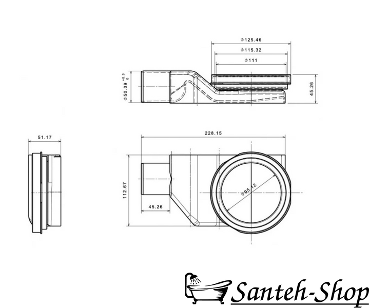 Canal de duș fără cadru Pestan Confluo Frameless Line 65 cu grătar pentru scurgere (negru mat) 13701320 13701320 foto