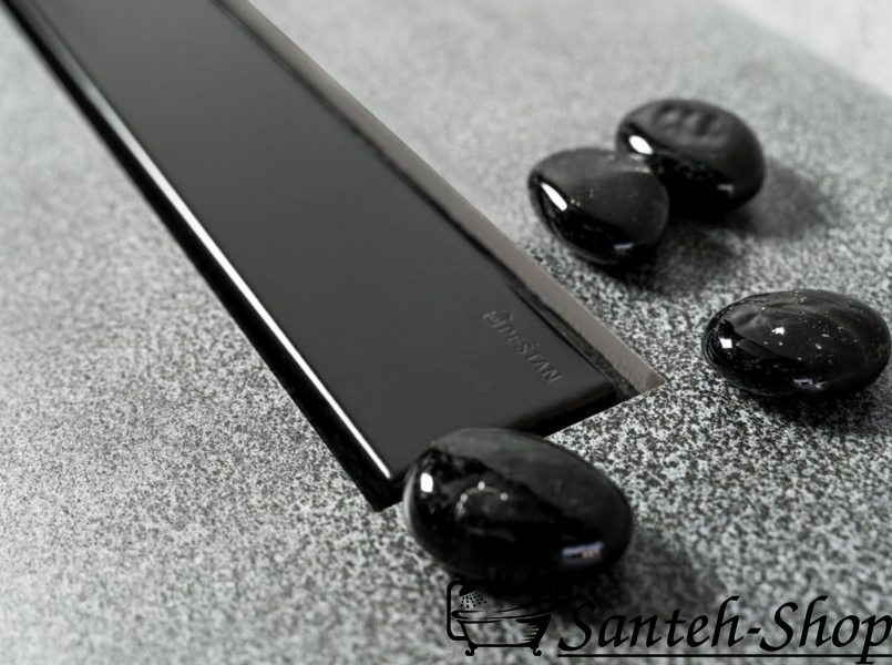 Canal de duș fără cadru Pestan Confluo Frameless Line 65 cu grătar pentru scurgere (negru mat) 13701320 13701320 foto