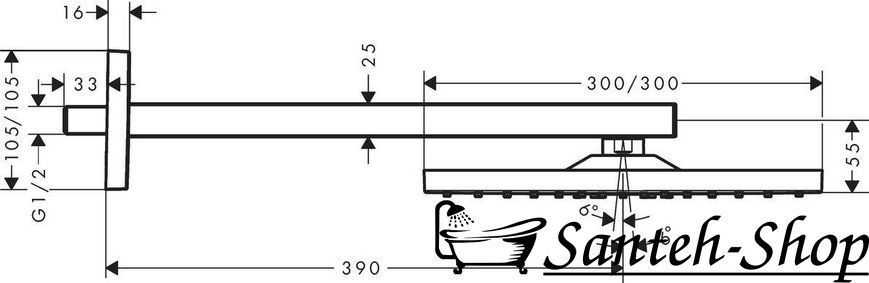 Duș suspendat Hansgrohe Raindance E 300 1jet Air EcoSmart 9 l/min, crom (26239000) 26239000 foto