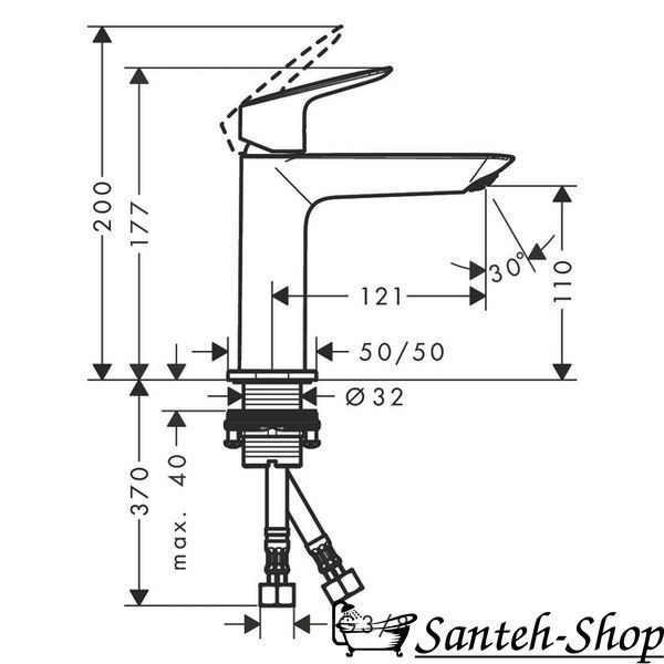 Baterie lavoar Hansgrohe Logis Fine 110 fără scurgere, negru mat (71253670) 71253670 foto