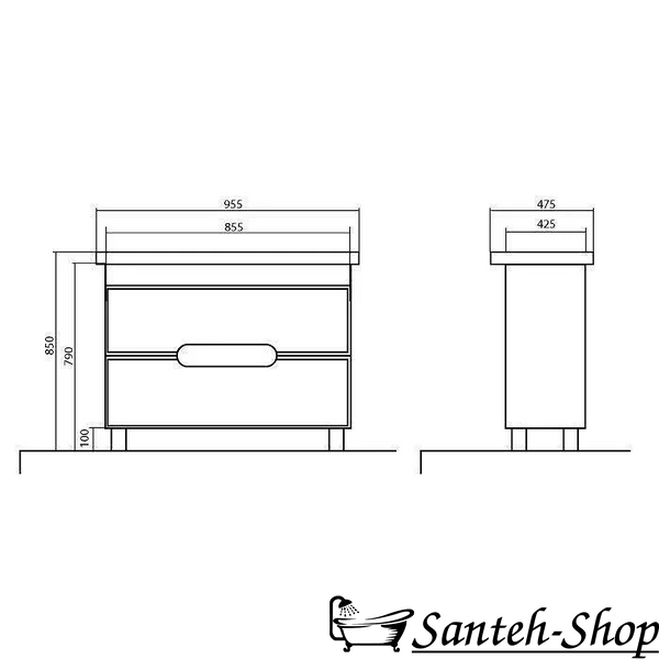 Dulap de baie suspendat AQUARODOS BOSTON 95 cu lavoar, alb, 850x955x475 mm BOSTON 95 foto