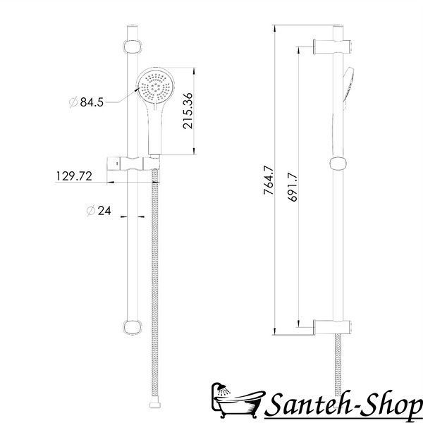 Set de duș IMPRESE MODUS f03808210SR (cap de duș cu 3 moduri, bară de 750 mm, săpunieră, furtun PVC de 1500 mm) negru mat f03808210SR foto