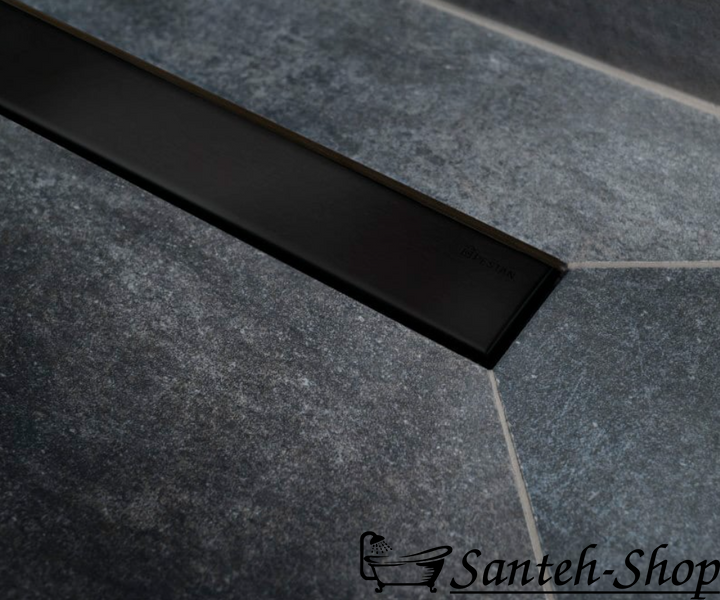 Canal de duș fără cadru Pestan Confluo Frameless Line 75 cu grătar pentru scurgere (negru mat) 13701321 13701321 foto