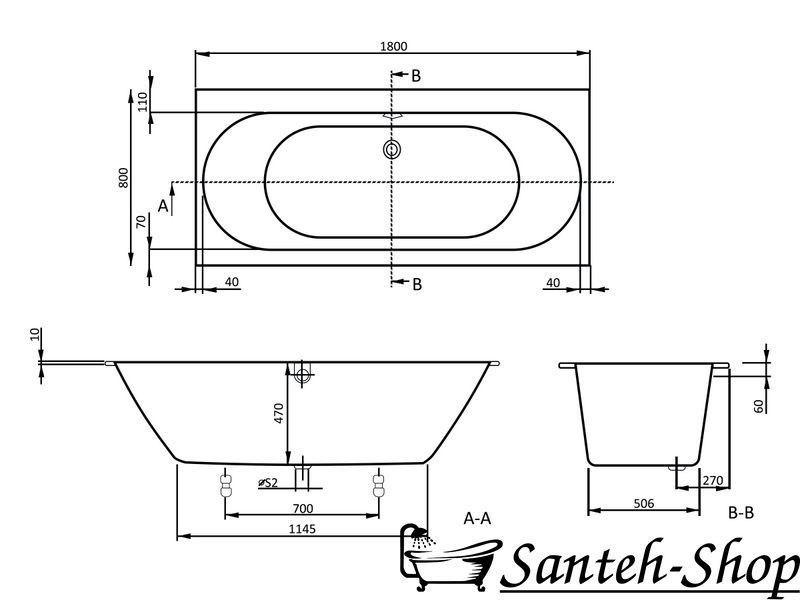 Cada Villeroy & Boch Oberon 2.0 UBQ180OBR2V-01 albă 1800 x 800 mm Quaryl&reg; UBQ180OBR2DV-01 foto