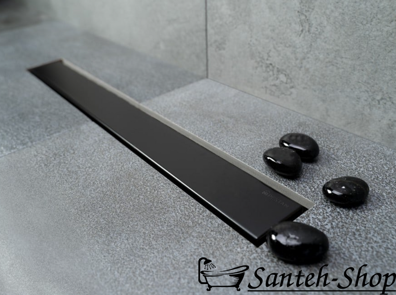 Canal de duș fără cadru Pestan Confluo Frameless Line 75 cu grătar pentru scurgere (negru mat) 13701321 13701321 foto