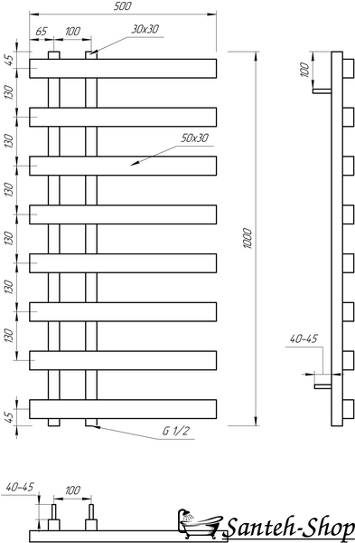 Полотенцесушитель GENESIS Split 1000x500 9005 черный мат Split 1000x500 9005 фото