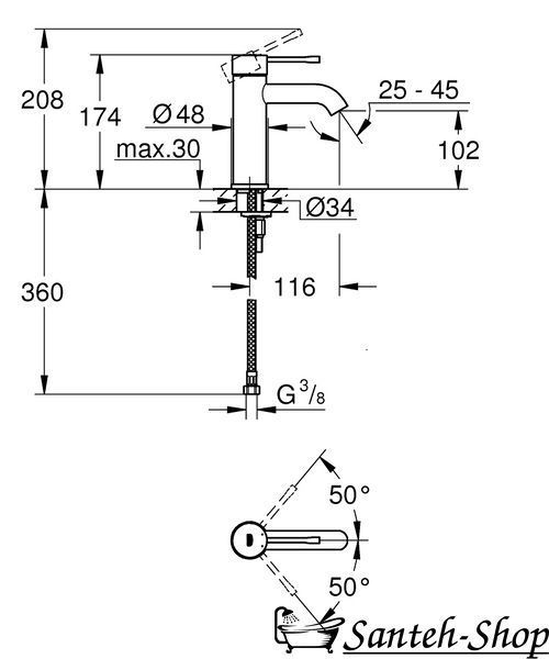 Смеситель для умывальника Grohe Essence 24172001 S-size хром 24172001 фото