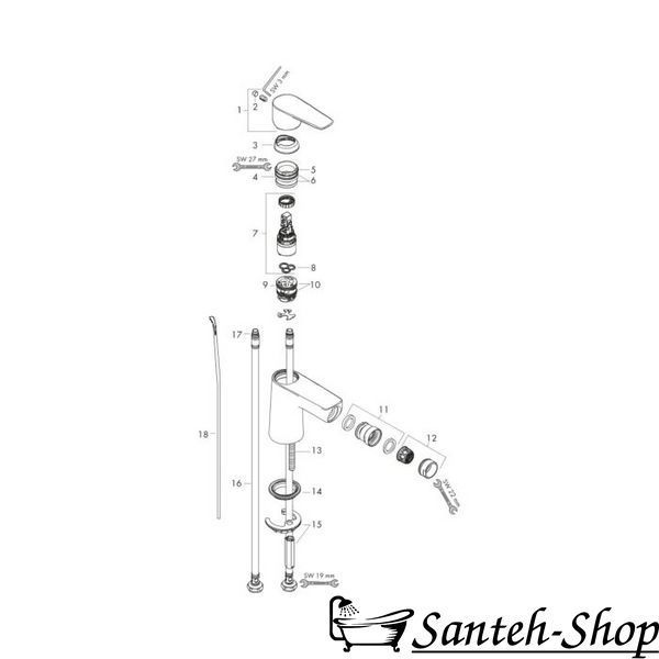 Baterie bideu cu robinet pop-up Hansgrohe Talis E 71720000 71720000 foto