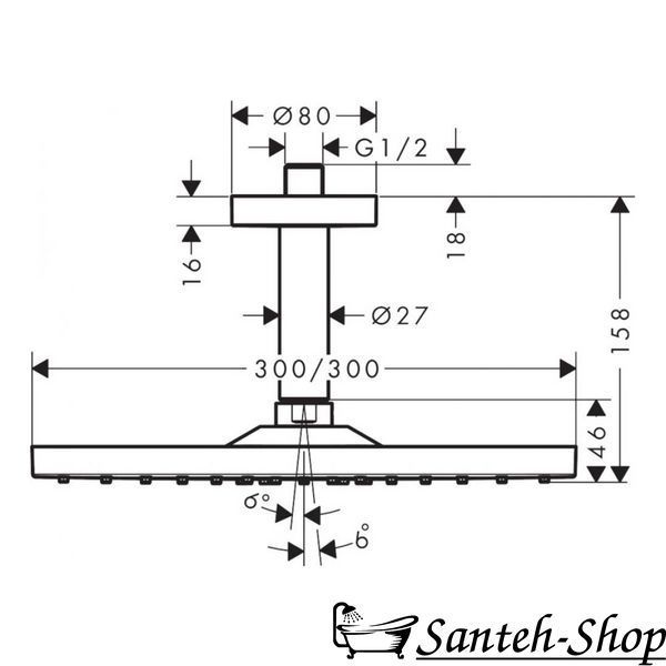 Hansgrohe Raindance E 300 1jet Duș cu aer, crom (26250000) 26250000 foto