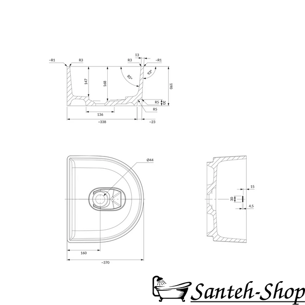 Lavoar de blat OMNIRES CADENCE M+ CADENCE420BP, 42 x 37 cm, alb lucios CADENCE420BP foto
