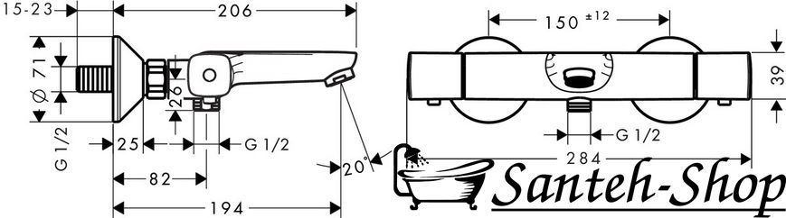 Baterie termostatica pentru baie Hansgrohe Ecostat Universal (13123000) 675044835241 foto