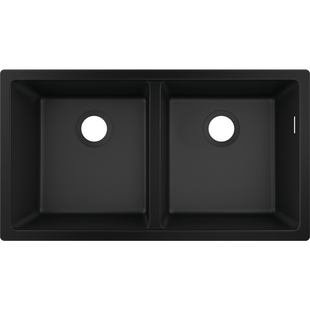 Hansgrohe S510-U770 Chiuvetă de bucătărie subtop 820x450mm cu două boluri 370/370mm, negru grafit (43434170) 43434170 foto