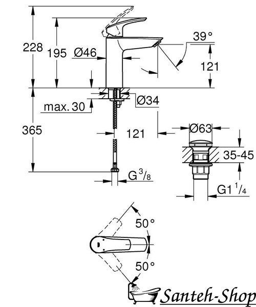 Baterie lavoar Grohe Eurosmart 23923003 M-size crom 23923003 foto
