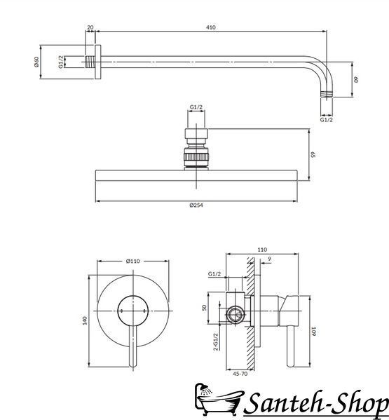 Sistem de duș Omnires Y SYSY36CPB Brushed Copper SYSY36CPB foto