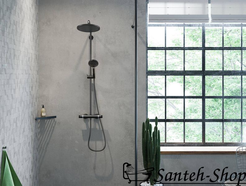Hansgrohe Croma Select S 280 1jet Showerpipe cu termostat, negru mat (26890670) 26890670 foto